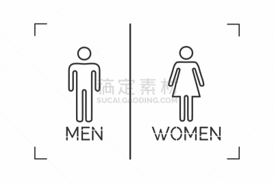 女人,绘画插图,轮廓,符号,男人,矢量,洗手间标志,黑色,白色背景,分离着色