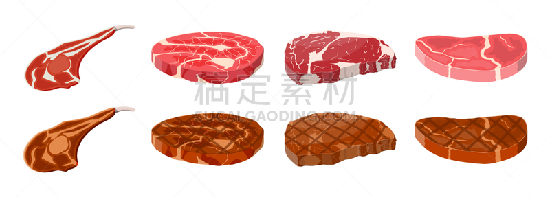 牛排,清新,食品,烤肉架,炊具,沙朗牛排,动物,油炸,收集,烹调