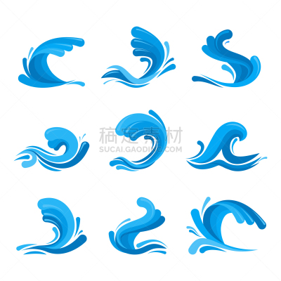 海洋,青绿色,波浪,计算机图标,动画片,分离着色,自然,湿,波纹,布置