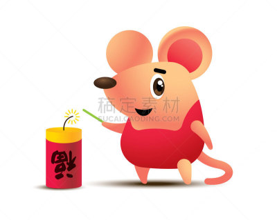 可爱的,鼠年,矢量,老鼠,进行中,翻译过程,性格,焰火,春节,祝福