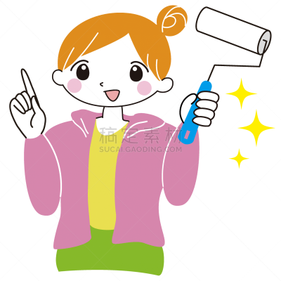 绘画插图,图像,手套,大桶,清洗剂,简单,女人,清洁手套,青年女人,20到29岁