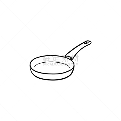 草图,计算机图标,煎锅,热,直的,食品,炊具,绘制,烹调,油炸