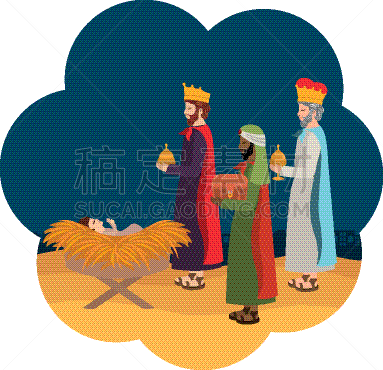 智慧,稻草,Balthazaar,节日,景象,东方三贤士,婴儿
