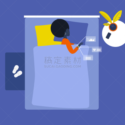床,绘画插图,性格,青年人,桌上玩具,室内设计师,黑色,矢量,睡觉
