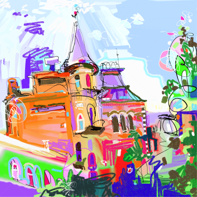 草图,都市风景,乌克兰,绘画艺术品,新的,数码图形,城市生活,基辅,灵感,速写本