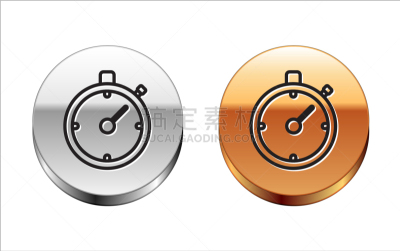black line stopwatch icon isolated on white