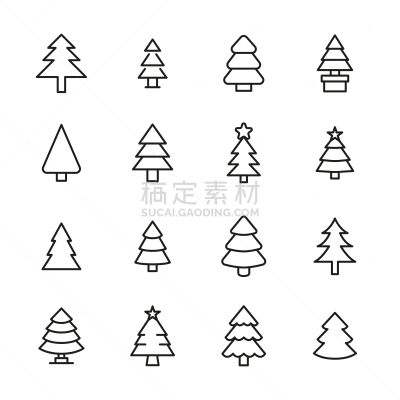 现代,圣诞树,符号,细的,线条,云杉,品牌名称,布置