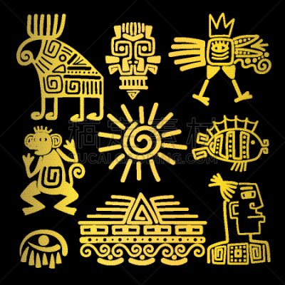 黄金,直的,图腾柱,玛雅文明,时尚,计算机图标,男人,图像,阿芝台克文明,设计