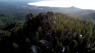 绕过太浩湖的城堡岩-加州荒野太浩湖的内华达山脉和茂密的松林