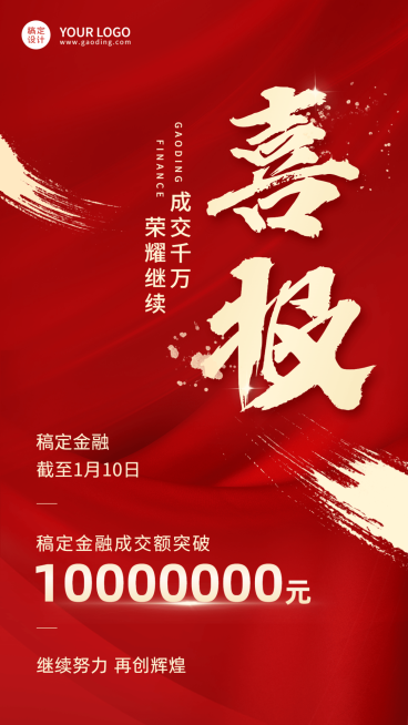 金融保险销售业绩表彰喜庆海报预览效果