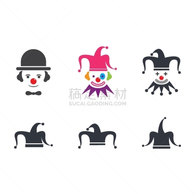 小丑,绘画插图,扁平化设计,性格,小丑帽,红色,符号,图像,弄臣,蠢人