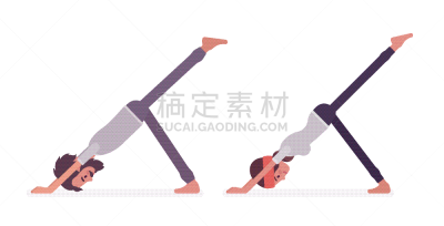 瑜伽,男人,下犬式,女人,平和,姿态,运动,体操,肖像,截肢