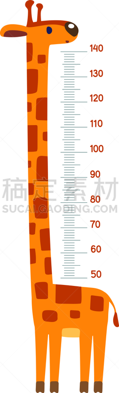 高度表,标签,计量器,长颈鹿,墙,可爱的,几何形状,比例,测量工具,长的