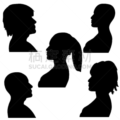 男人,女人,人的脸部,黑白图片,发型,头发,人,男孩,女孩,剪影