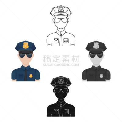 警官,计算机图标,时尚,职业,男人,女人,黑色,可爱的,性格