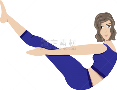 瑜伽,女孩,分离着色,人,绑扎了的,船势,姿态优美,平衡,图像,女人