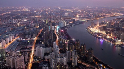 延时摄影上海市中心日夜过渡