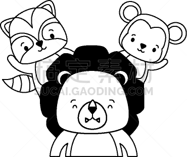 可爱的,动物,卡通,猴子,分离着色,自然,动物园,非洲,热带雨林,野生动物