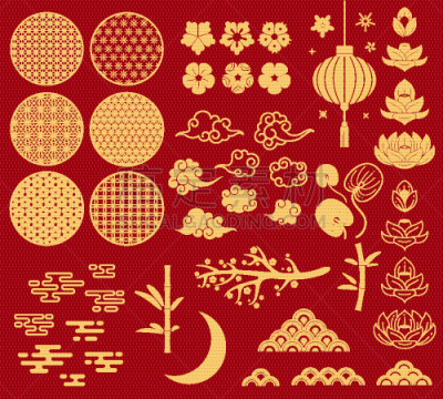 chinese new year elements festive asian ornaments