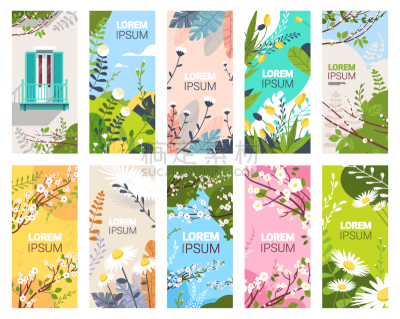 叶子,春天,贺卡,花,海报,垂直画幅,自然美,花,收集,布置