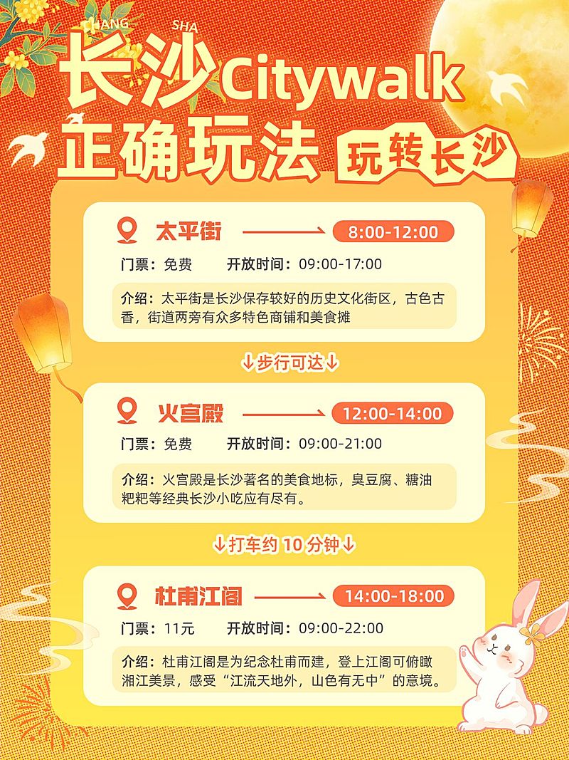 中秋国庆长沙游玩攻略小红书配图AIGC