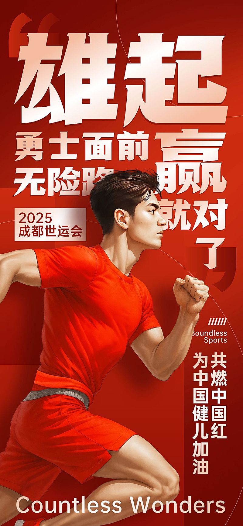 成都世运会体育运动节点祝福励志感冲击感全屏竖版海报AIGC