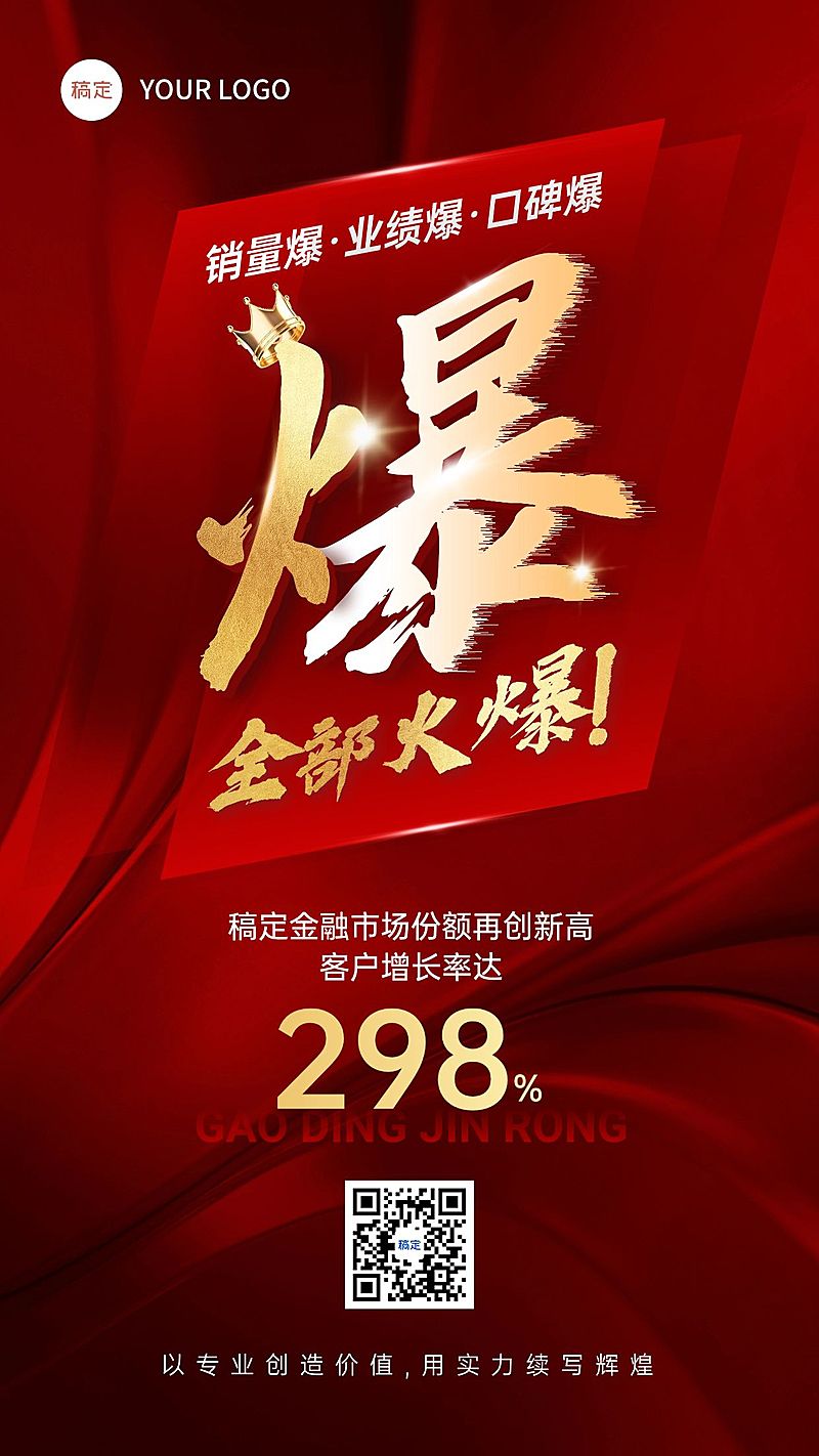 金融行业促销活动喜报大字报手机海报AIGC