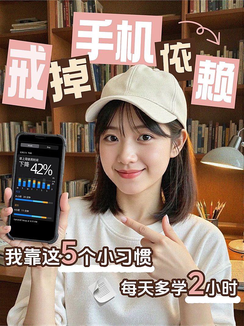 日常生活分享戒掉手机依赖指南小红书封面aigc