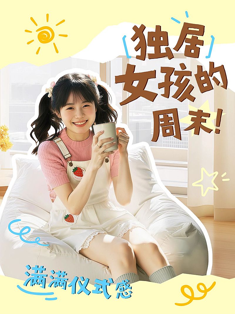 日常生活分享人像色块拼接花字标题小红书封面