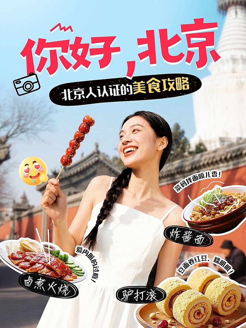 旅游出行美食攻略指南小红书封面