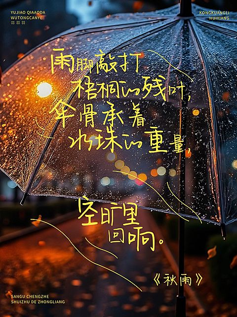 秋天氛围感情感语录分享治愈系文案实景排版小红书封面