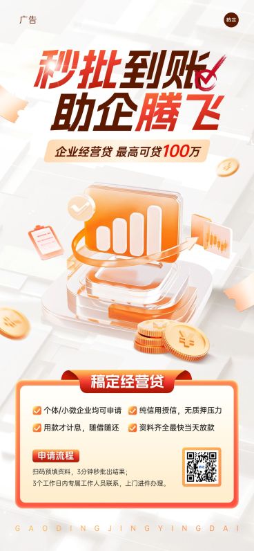 企业贷款金融产品宣传全屏海报预览效果