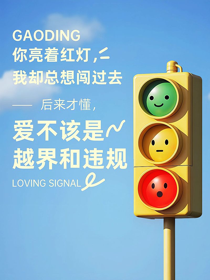 情感文案分享红绿灯emoji小红书封面aigc