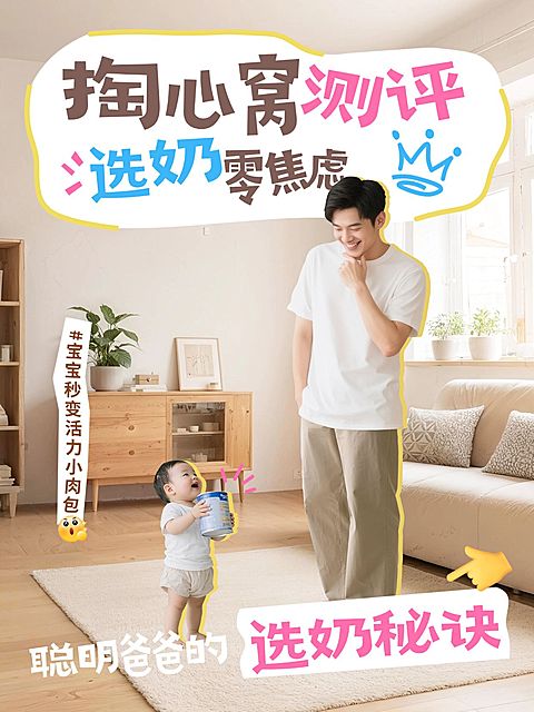 母婴亲子育儿选奶测评攻略指南小红书封面aigc