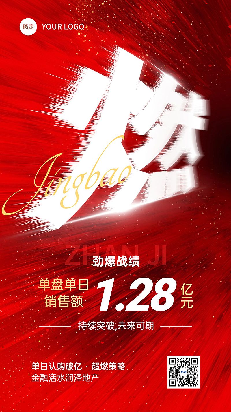 金融喜报冲击感燃大字业绩战报手机海报AIGC