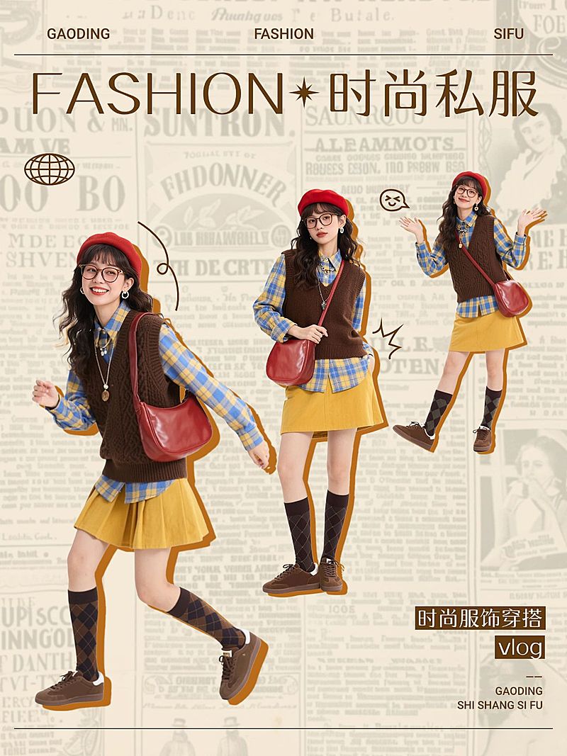 自媒体博主时尚服饰穿搭单品分享小红书封面aigc