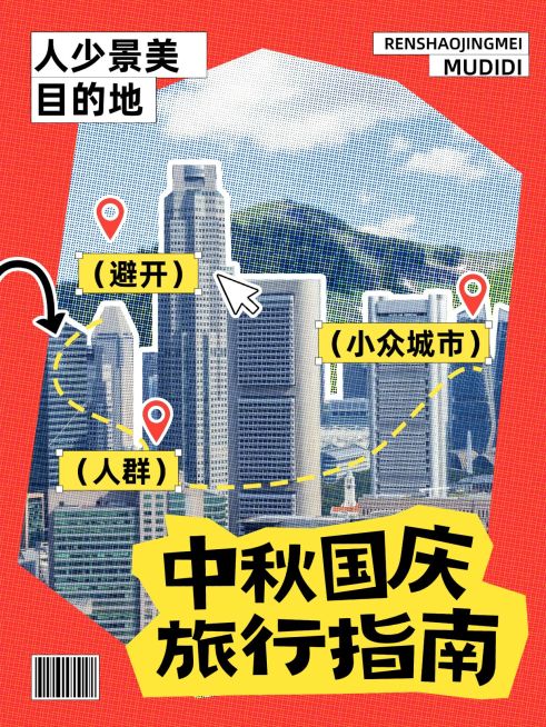中秋国庆旅游出行攻略指南地图式小红书配图预览效果