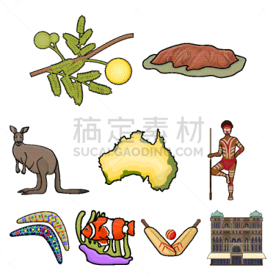 蜘蛛网,澳大利亚,图标,分离着色,国内著名景点,符号,土著人,动物,收集