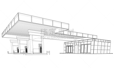 gas station rendering of 3d