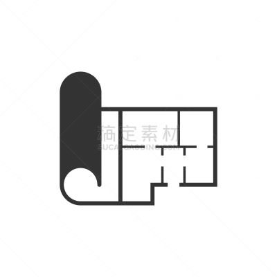 room plan icon in flat style blueprint on white