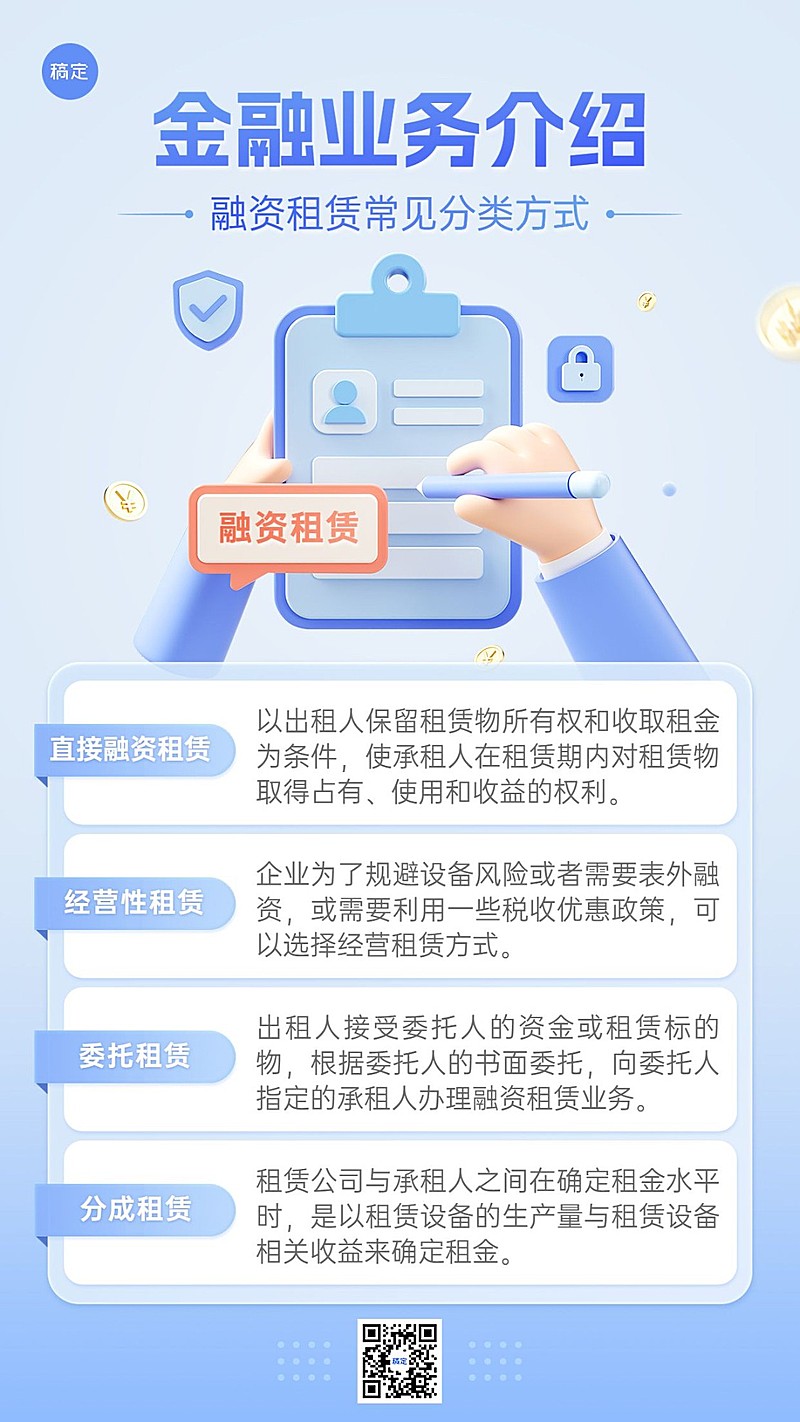 金融融资租赁业务介绍知识科普资讯轻拟物风手机海报