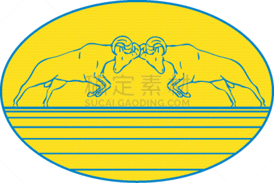 动物的顶撞行为,大角羊,动物头,公羊,轮胎印,划痕,有角的,画画,交配