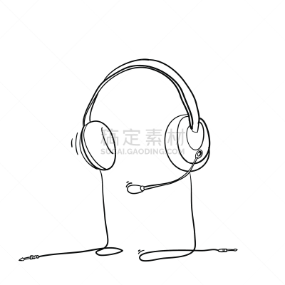 耳麦,乱画,耳机,矢量,绘画插图,技术,扬声器,音频存储介质,人的耳朵,草图