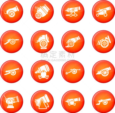 炮,红色,计算机图标,舞台,分离着色,古董