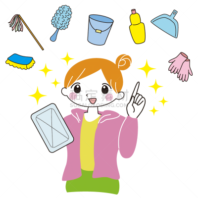 绘画插图,图像,手套,大桶,清洗剂,简单,女人,清洁手套,青年女人,20到29岁
