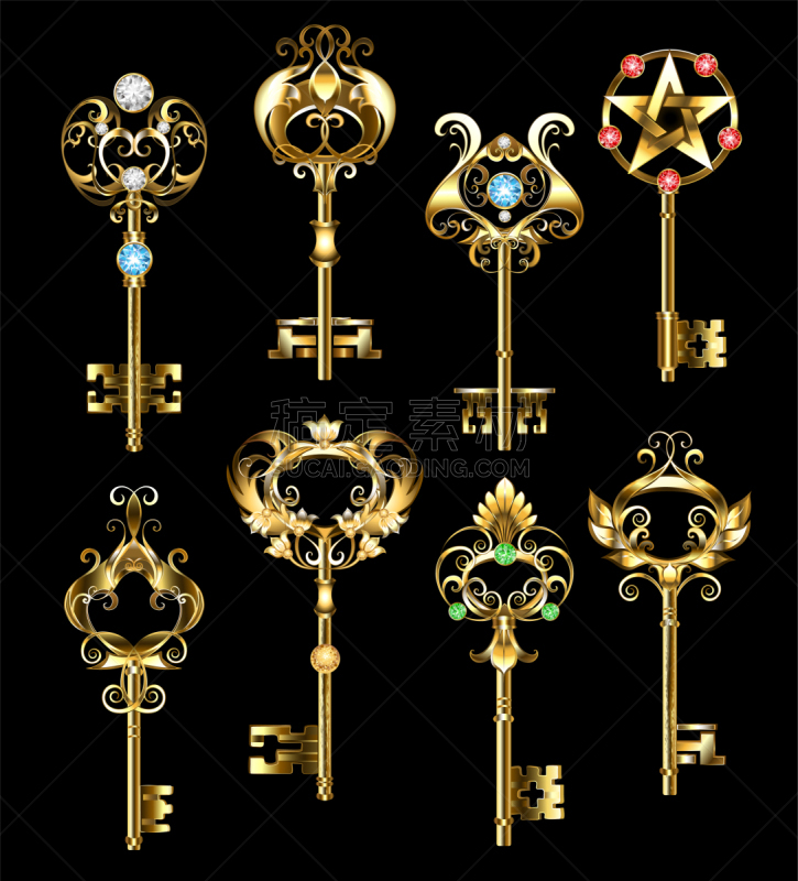 黄金,钥匙,创造力,精工制品,金属,概念,幻想,华贵,图像,布置