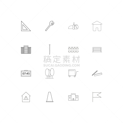 直的,建筑业,建筑体,计算机图标,手摇车,铅笔,三角板,矢量,树