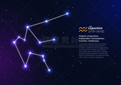 水瓶座,星座,星星,色彩鲜艳,秘密,深的,月,背景,绘画插图,个性