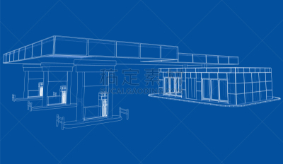 加油站,三维图形,柴油机,几何形状,蓝图,设备用品,屋顶,接线框,车站,剪影
