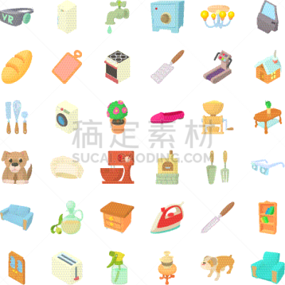 房屋,舒服,计算机图标,漫画,分离着色,室内,图像,炖锅,布置,收集
